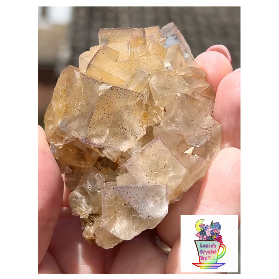 Clear/ White Fluorite With Iron Inclusions & Navy Blue/ Purple plus Iron Wash Medium #1 From Paul’s Pocket, Gillhead Mine, Harrogate, North Yorkshire, U.K. 🇬🇧