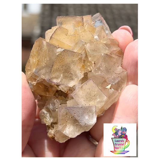 Clear/ White Fluorite With Iron Inclusions & Navy Blue/ Purple plus Iron Wash Medium #1 From Paul’s Pocket, Gillhead Mine, Harrogate, North Yorkshire, U.K. 🇬🇧