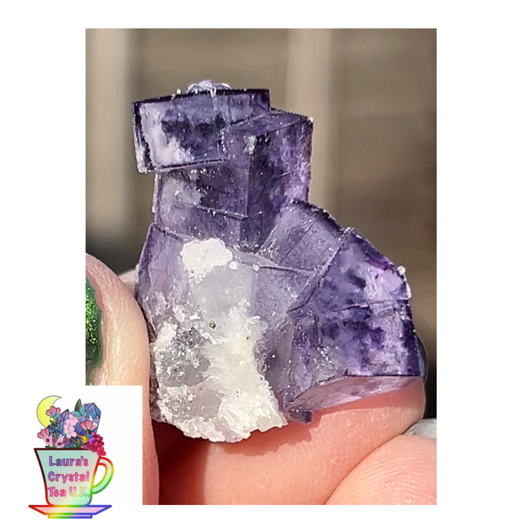 Rare YGX Rutile Navy Fluorite w/ Purple Edges & Silver Rutile Cube On Quartz From Yao Gang Xian Mine, Chenzhou, Hunan, China 🇨🇳 #14