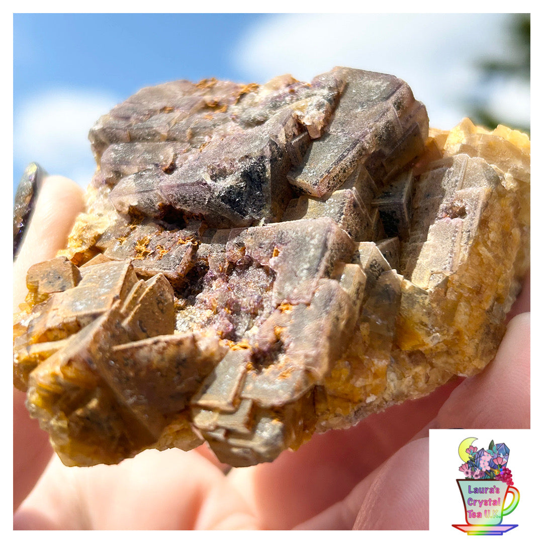 Spirit Guide Pocket Yellow Blue John Fluorite from Odin Mine, Castleton, High Peak, Derbyshire, U.K. 🇬🇧 Independently Mined in 1970 to 1980s - Closed Mine (Copy)