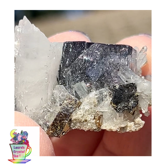 Rare YGX Rutile Navy Fluorite w/ Silver & Black Rutile Cube On Quartz, Wolframite, Muscovite & Chalcopyrite From Yao Gang Xian Mine, Chenzhou, Hunan, China 🇨🇳 #11