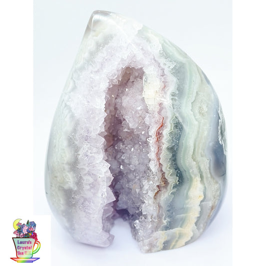 One Of Kind XL Pink Amethyst, Blue Banded Flower Agate, Red/ Green Jasper Flame From Uruguay ๐บ๐พ