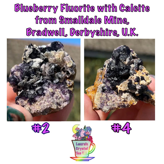 Blueberry Fluorite with Calcite from Smalldale Mine, Bradwell, Derbyshire, U.K. 🇬🇧 (Old Stock - Independently Mined) - Pick Your Specimen