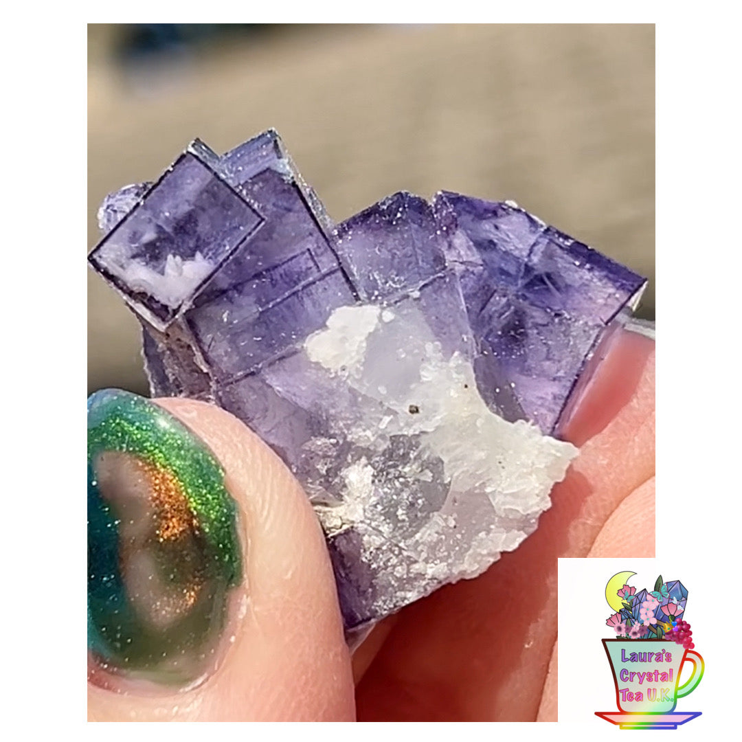 Rare YGX Rutile Navy Fluorite w/ Purple Edges & Silver Rutile Cube On Quartz From Yao Gang Xian Mine, Chenzhou, Hunan, China 🇨🇳 #14