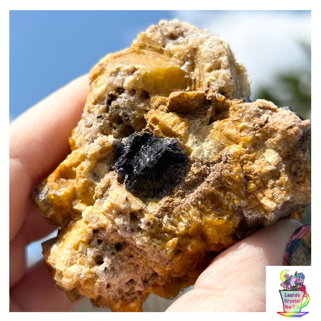 Spirit Guide Pocket Yellow Blue John Fluorite from Odin Mine, Castleton, High Peak, Derbyshire, U.K. 🇬🇧 Independently Mined in 1970 to 1980s - Closed Mine (Copy)