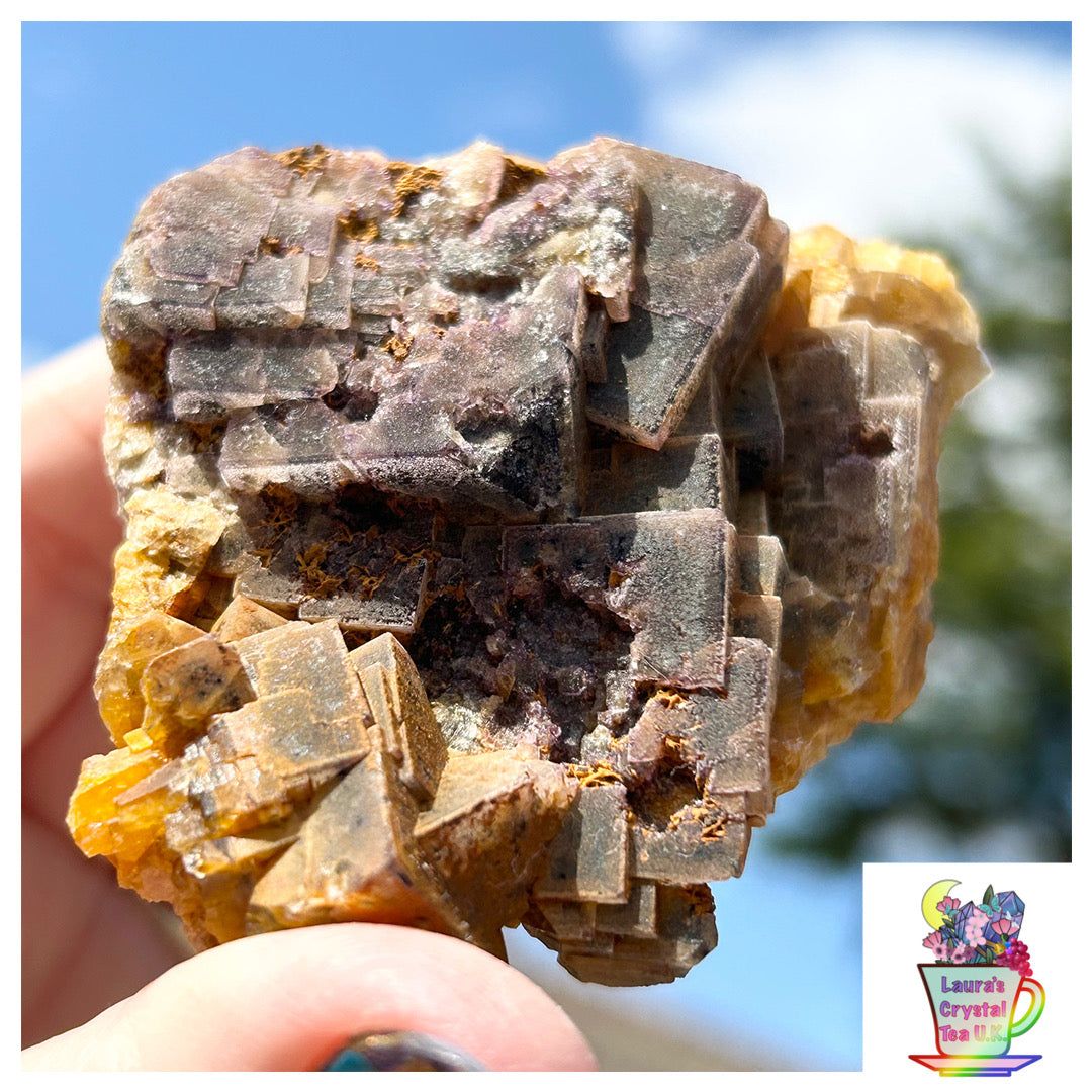 Spirit Guide Pocket Yellow Blue John Fluorite from Odin Mine, Castleton, High Peak, Derbyshire, U.K. 🇬🇧 Independently Mined in 1970 to 1980s - Closed Mine (Copy)