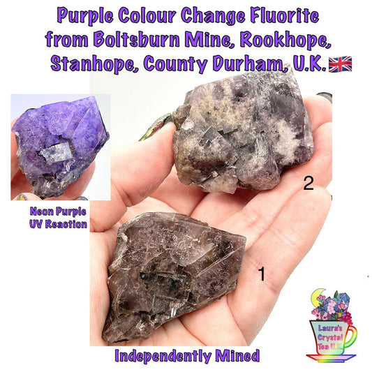 Purple Colour Change Fluorite From Boltsburn Mine, Rookhope, Stanhope, County Durham, U.K. (Independently Mined) - Pick Your Specimen