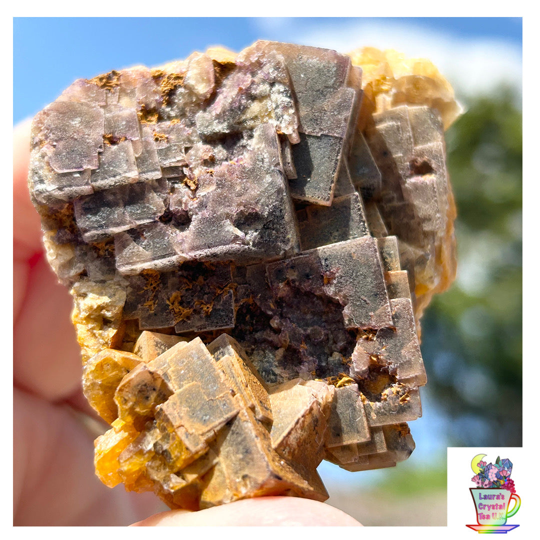 Spirit Guide Pocket Yellow Blue John Fluorite from Odin Mine, Castleton, High Peak, Derbyshire, U.K. 🇬🇧 Independently Mined in 1970 to 1980s - Closed Mine (Copy)