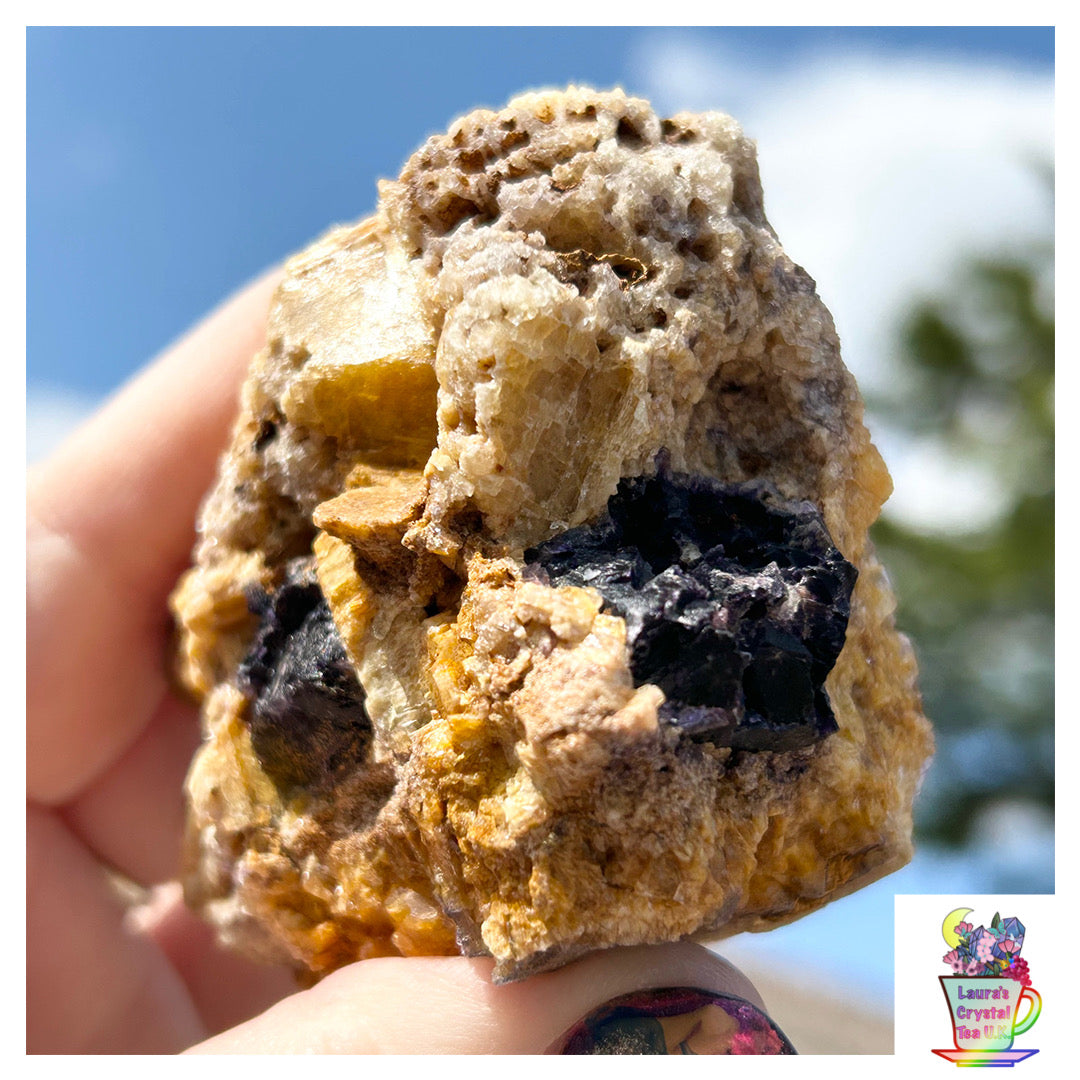 Spirit Guide Pocket Yellow Blue John Fluorite from Odin Mine, Castleton, High Peak, Derbyshire, U.K. 🇬🇧 Independently Mined in 1970 to 1980s - Closed Mine (Copy)