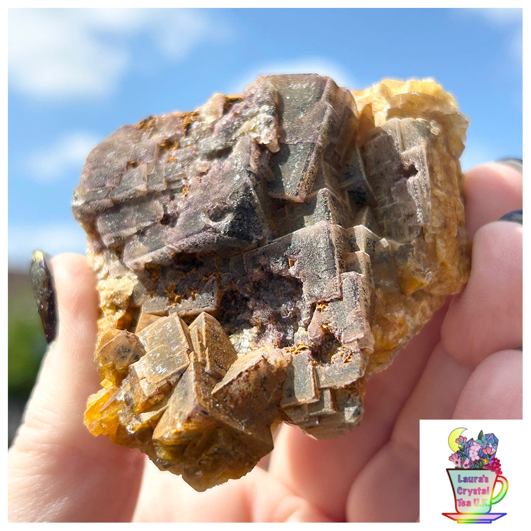 Spirit Guide Pocket Yellow Blue John Fluorite from Odin Mine, Castleton, High Peak, Derbyshire, U.K. 🇬🇧 Independently Mined in 1970 to 1980s - Closed Mine (Copy)