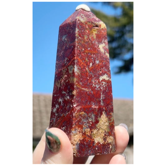 Red Moss Agate Tower