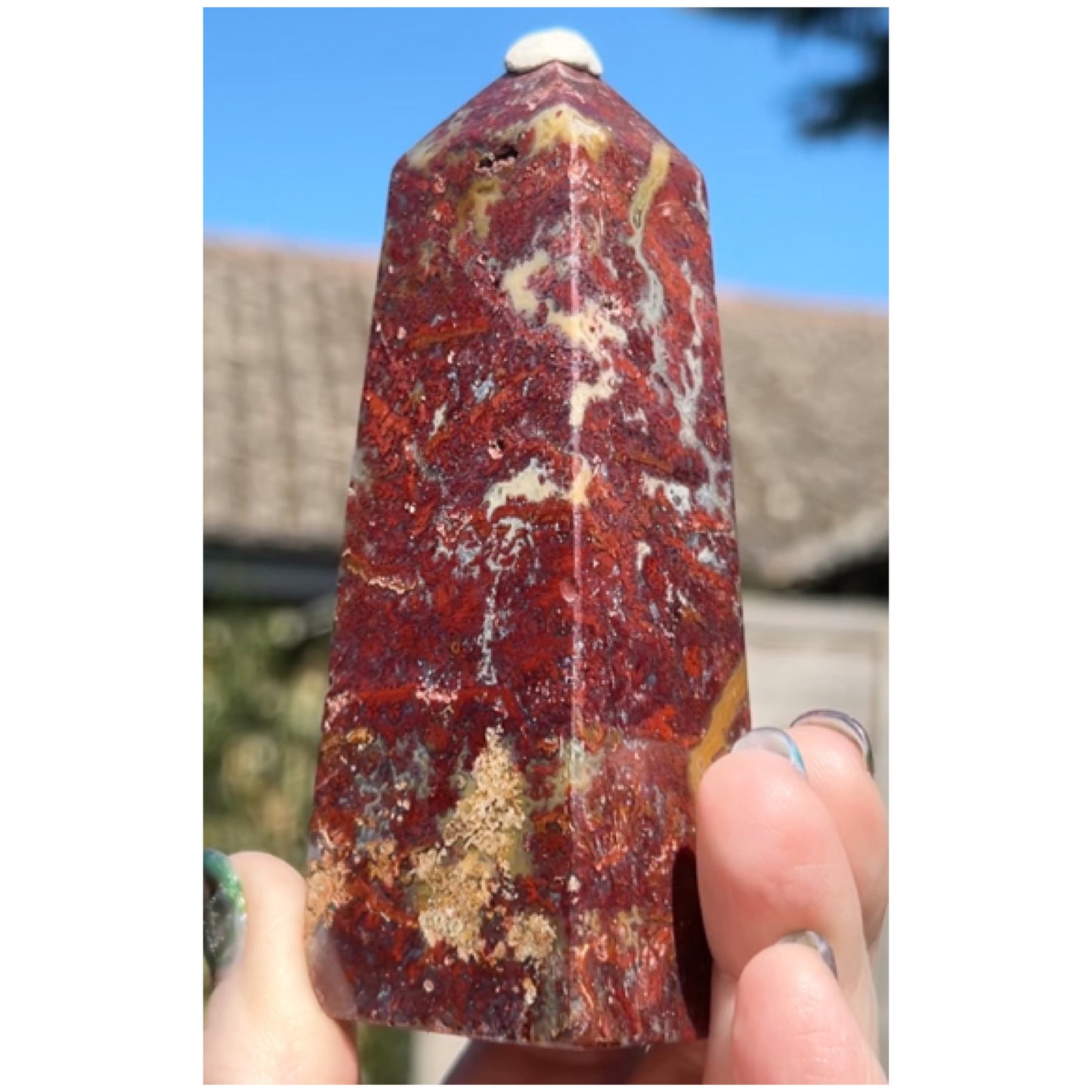 Red Moss Agate Tower