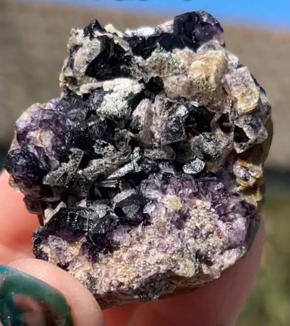 Blueberry Fluorite with Calcite from Smalldale Mine, Bradwell, Derbyshire, U.K. 🇬🇧 (Old Stock - Independently Mined) - Pick Your Specimen