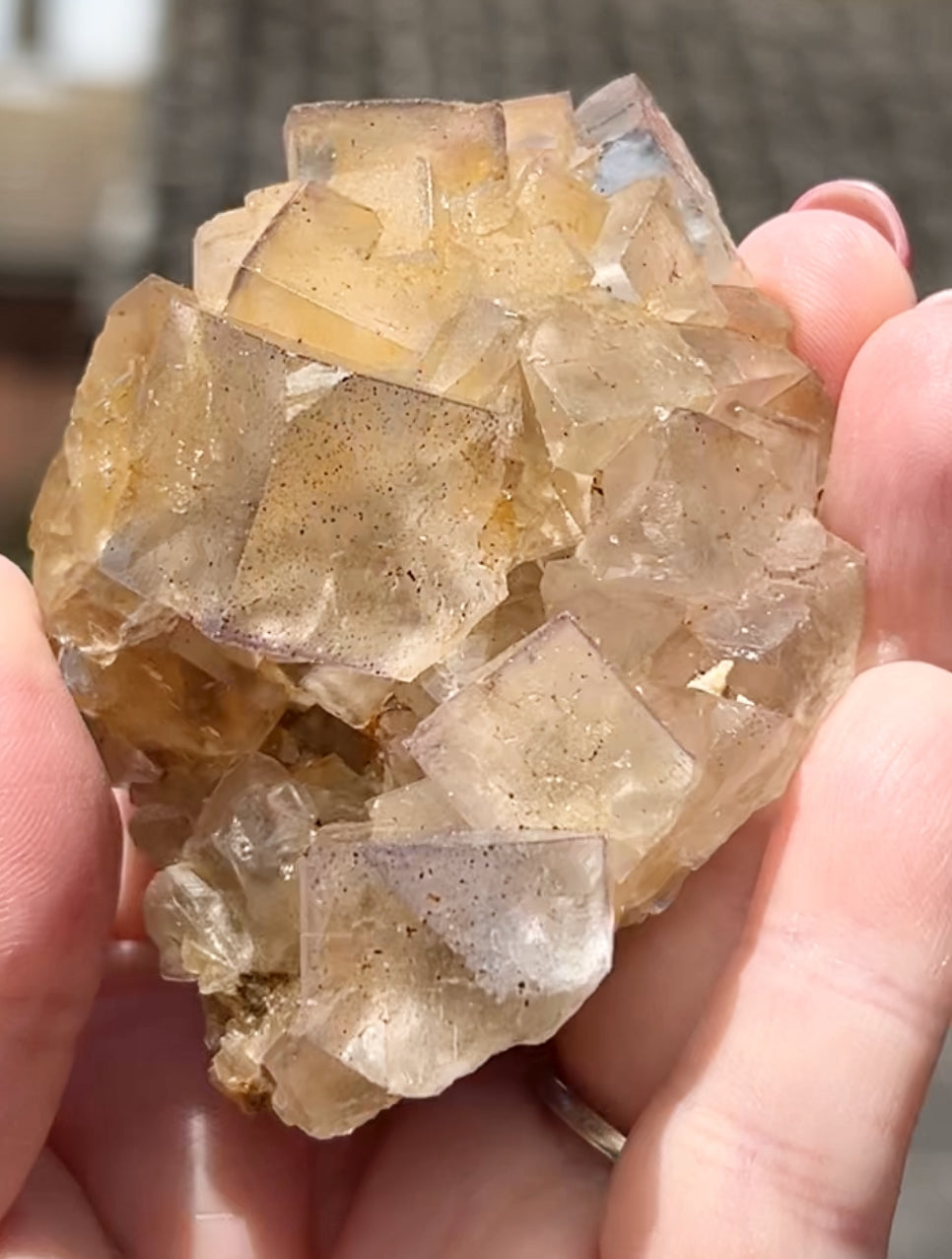 Clear/ White Fluorite With Iron Inclusions & Navy Blue/ Purple plus Iron Wash Medium #1 From Paul’s Pocket, Gillhead Mine, Harrogate, North Yorkshire, U.K. 🇬🇧