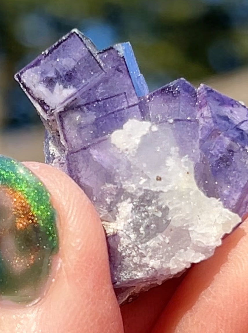 Rare YGX Rutile Navy Fluorite w/ Purple Edges & Silver Rutile Cube On Quartz From Yao Gang Xian Mine, Chenzhou, Hunan, China 🇨🇳 #14