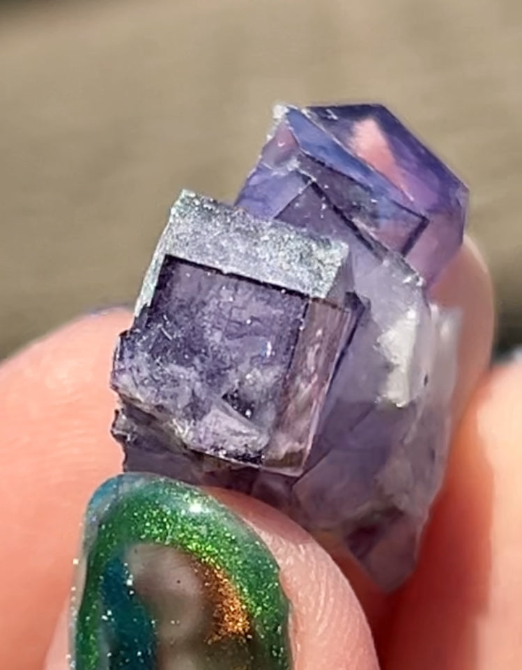 Rare YGX Rutile Navy Fluorite w/ Purple Edges & Silver Rutile Cube On Quartz From Yao Gang Xian Mine, Chenzhou, Hunan, China 🇨🇳 #14