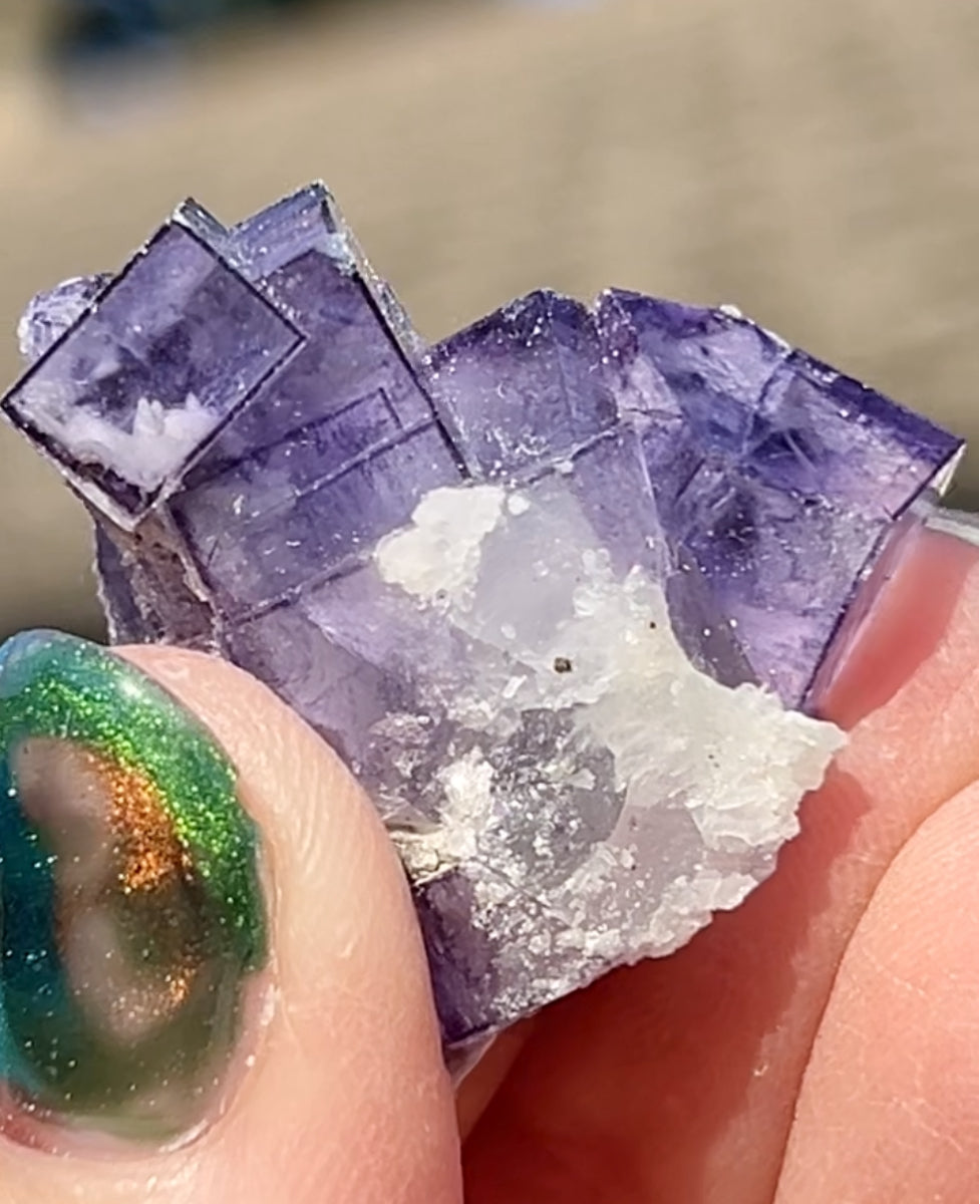 Rare YGX Rutile Navy Fluorite w/ Purple Edges & Silver Rutile Cube On Quartz From Yao Gang Xian Mine, Chenzhou, Hunan, China 🇨🇳 #14