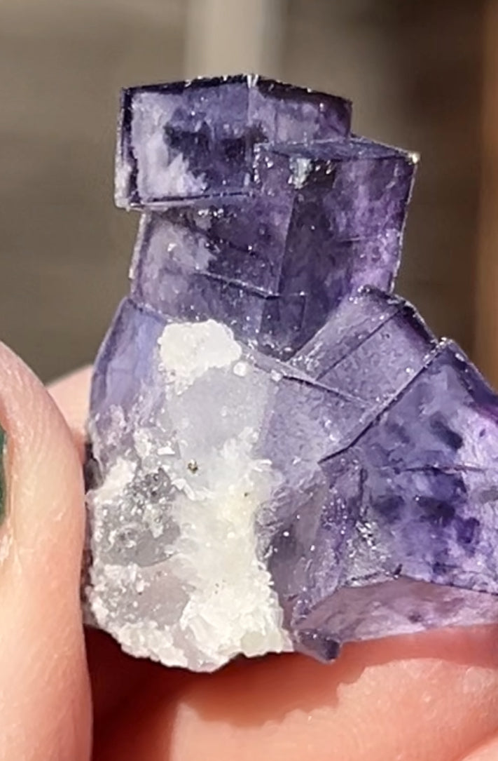 Rare YGX Rutile Navy Fluorite w/ Purple Edges & Silver Rutile Cube On Quartz From Yao Gang Xian Mine, Chenzhou, Hunan, China 🇨🇳 #14