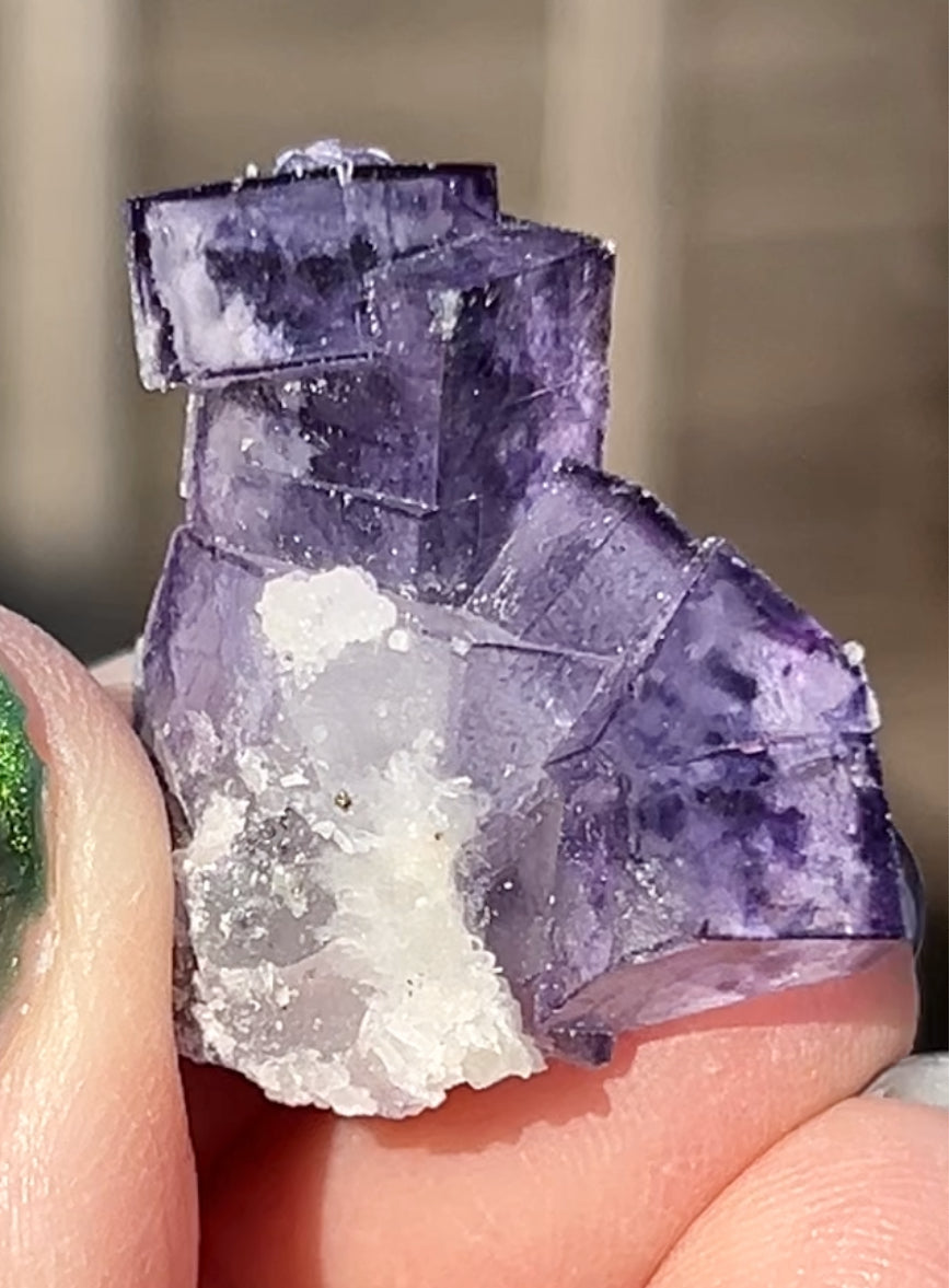 Rare YGX Rutile Navy Fluorite w/ Purple Edges & Silver Rutile Cube On Quartz From Yao Gang Xian Mine, Chenzhou, Hunan, China 🇨🇳 #14