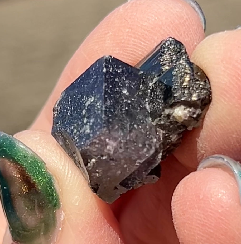 Rare YGX Rutile Navy Fluorite w/ Purple Edges & Silver Rutile Cube On Wolframite From Yao Gang Xian Mine, Chenzhou, Hunan, China 🇨🇳 #7