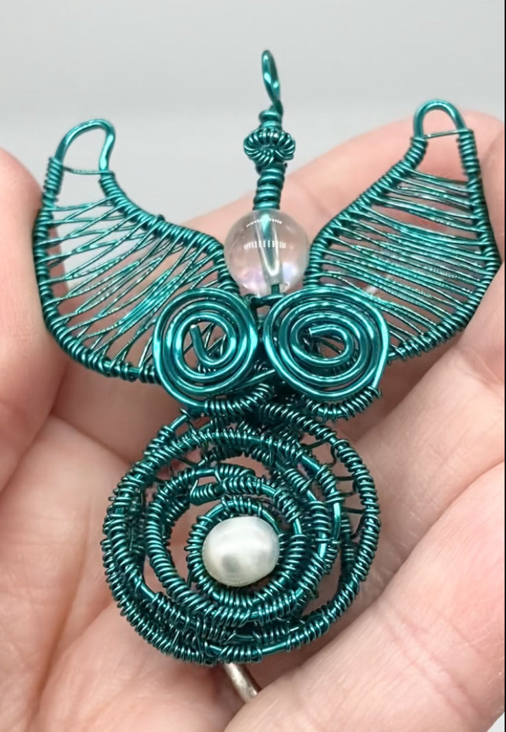 Guardian Angel 👼 Silver Plated With Genuine Gemstones Handmade Large Pendant/ Decoration With Cord Necklace