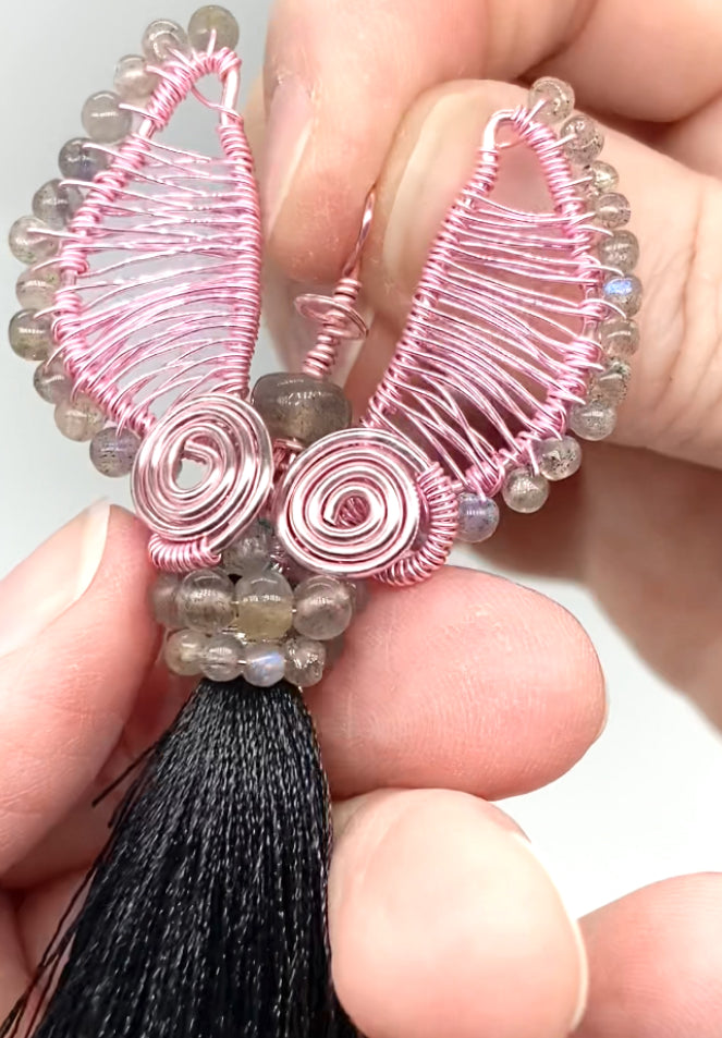 Guardian Angel 👼 Silver Plated With Genuine Gemstones Handmade Large Pendant/ Decoration With Cord Necklace