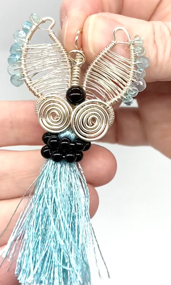 Guardian Angel 👼 Silver Plated With Genuine Gemstones Handmade Large Pendant/ Decoration With Cord Necklace