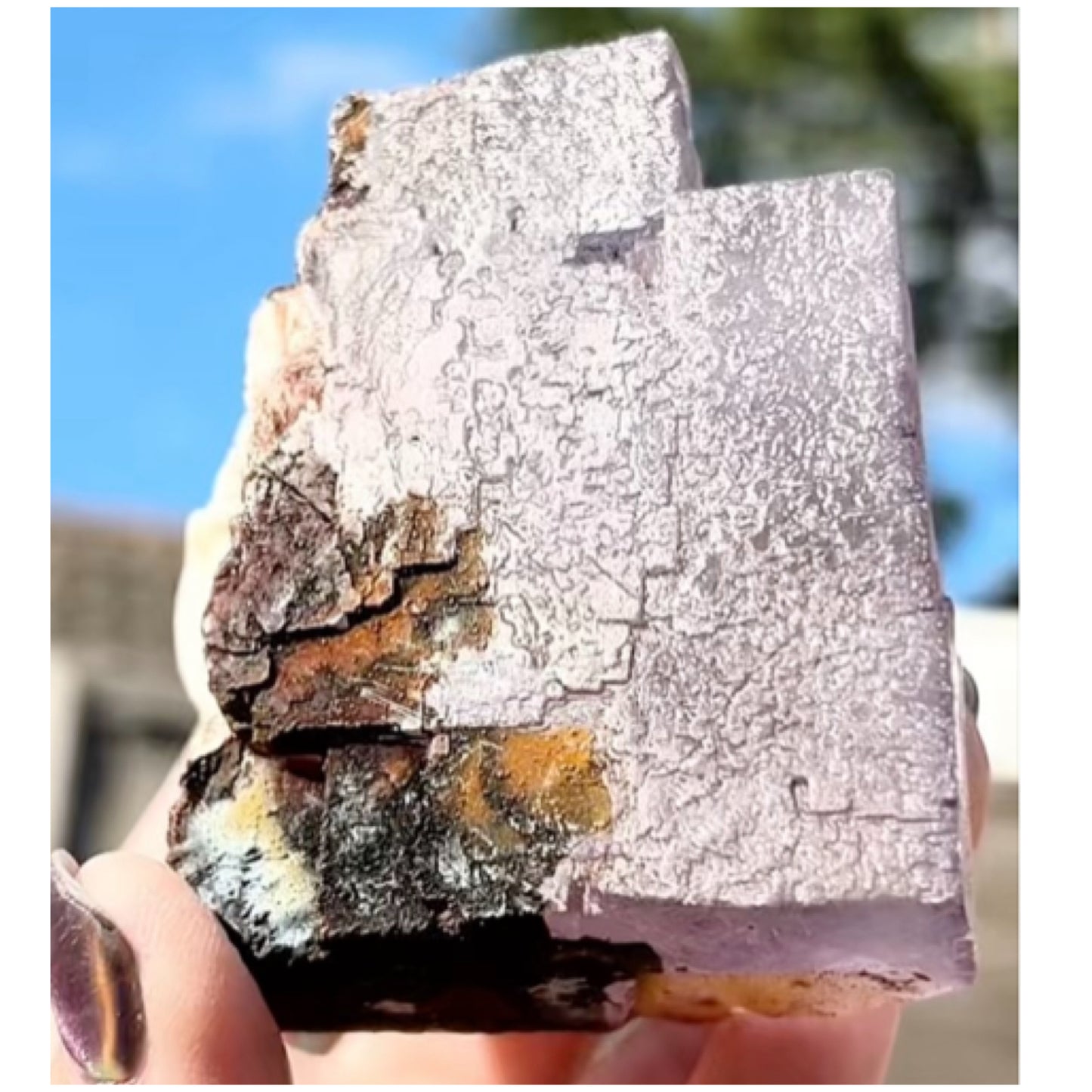 Moroccan Purple Fluorite Large Cube with Iridescent Goethite & Barite from Morocco 🇲🇦