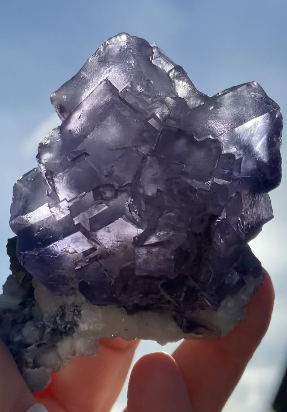 Moroccan Purple Fluorite Large Cube with Goethite & Barite Base from Morocco 🇲🇦