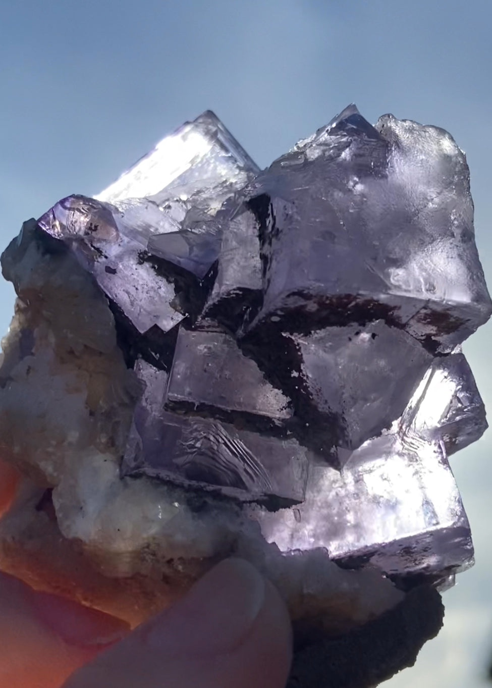 Moroccan Purple Fluorite Large Cube with Goethite & Barite Base from Morocco 🇲🇦