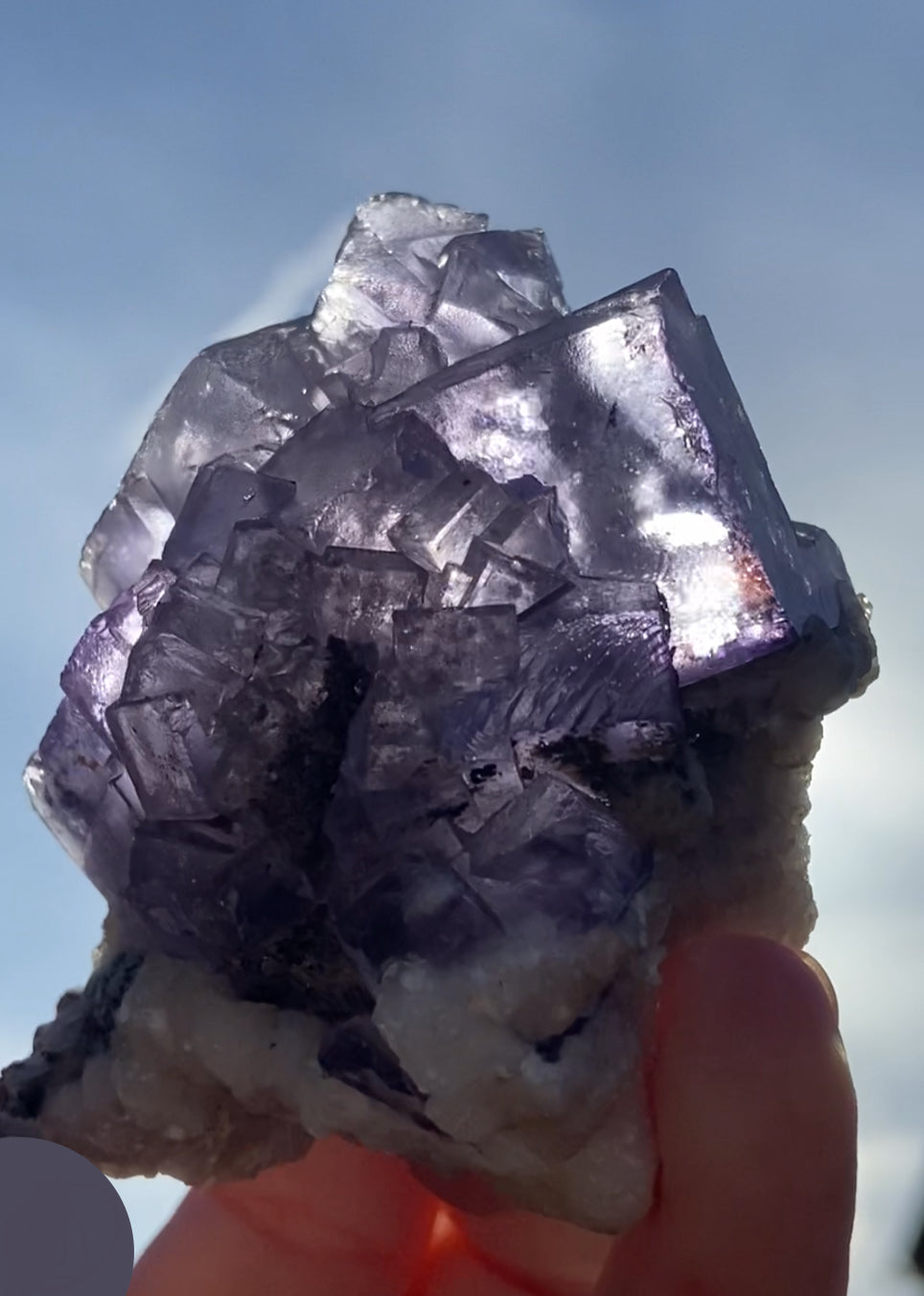 Moroccan Purple Fluorite Large Cube with Goethite & Barite Base from Morocco 🇲🇦