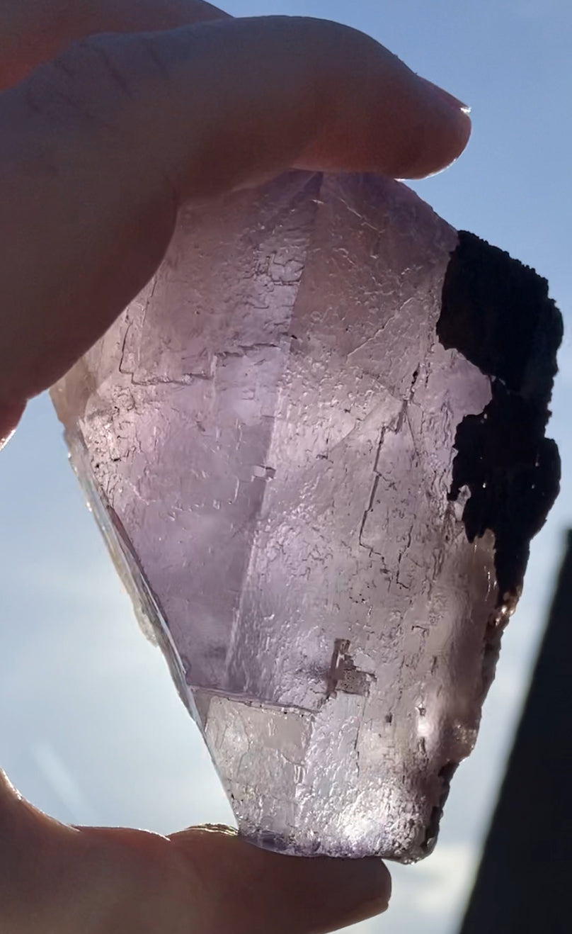 Moroccan Purple Fluorite Large Cube with Iridescent Goethite & Barite from Morocco 🇲🇦