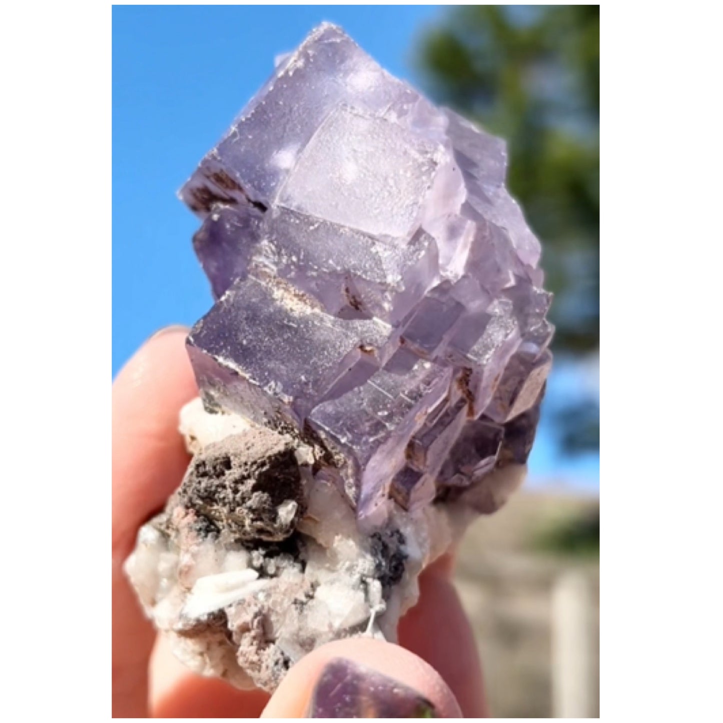 Moroccan Purple Fluorite Large Cube with Goethite & Barite Base from Morocco 🇲🇦