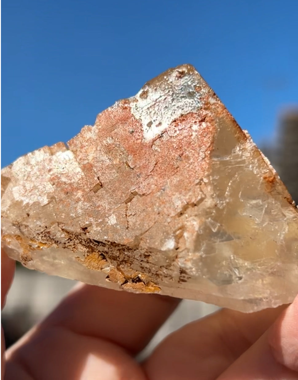 Moroccan Yellow Fluorite with Hematite Iridescence Raw Cleaved Pyriamid from Morocco 🇲🇦