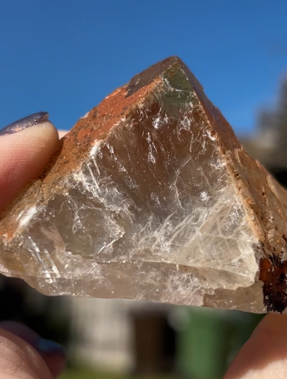 Moroccan Yellow Fluorite with Hematite Iridescence Raw Cleaved Pyriamid from Morocco 🇲🇦