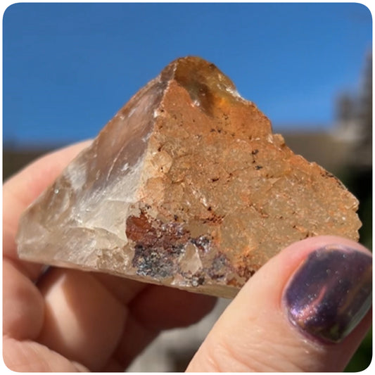 Moroccan Yellow Fluorite with Hematite Iridescence Raw Cleaved Pyriamid from Morocco 🇲🇦