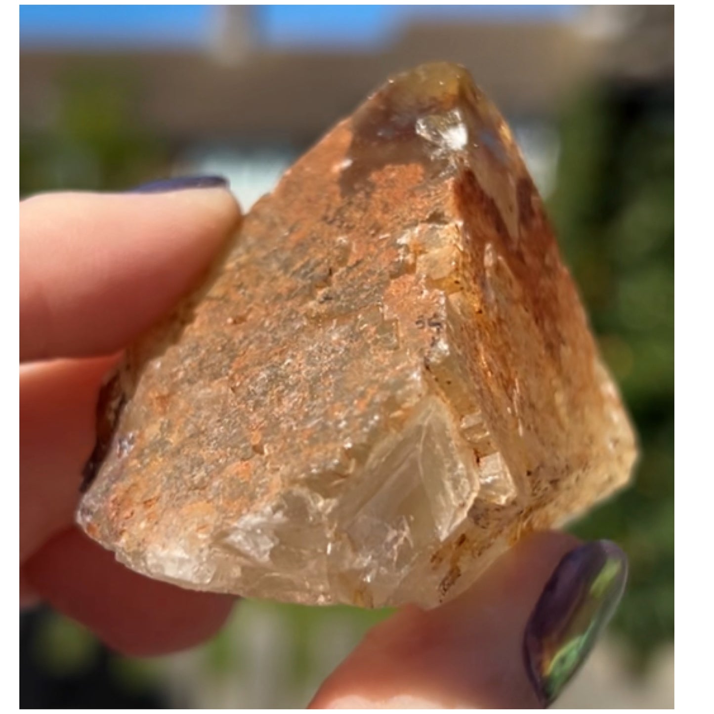 Moroccan Yellow Fluorite with Hematite Iridescence Raw Cleaved Pyriamid from Morocco 🇲🇦