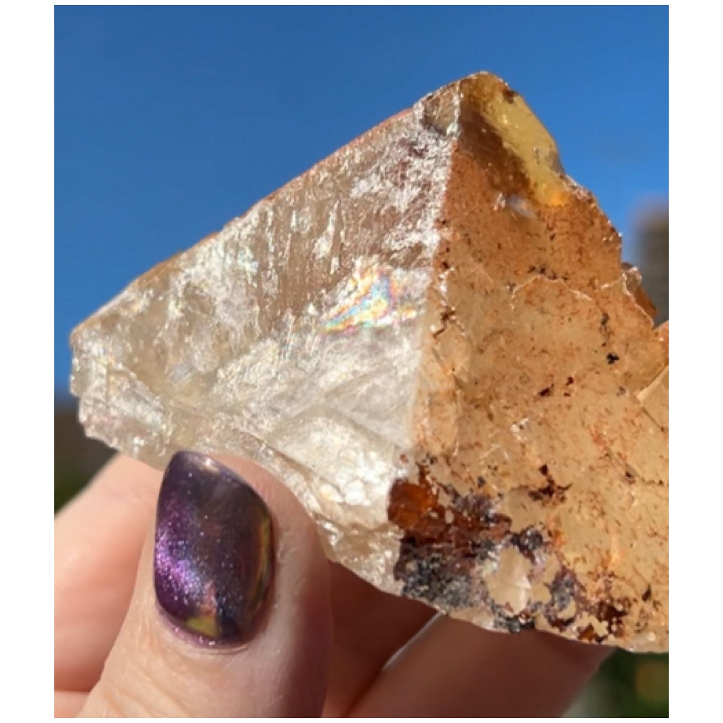 Moroccan Yellow Fluorite with Hematite Iridescence Raw Cleaved Pyriamid from Morocco 🇲🇦
