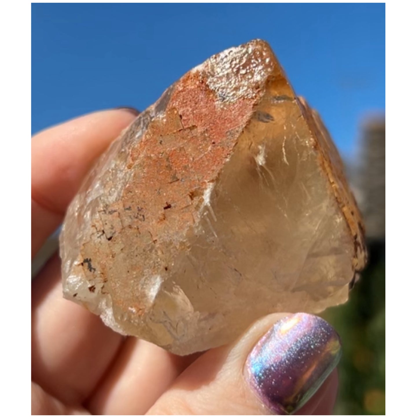 Moroccan Yellow Fluorite with Hematite Iridescence Raw Cleaved Pyriamid from Morocco 🇲🇦