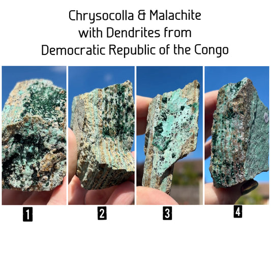 Chrysocolla & Malachite Slice with Dendrites from Democratic Republic of the Congo 🇨🇩 Pick Your Specimen