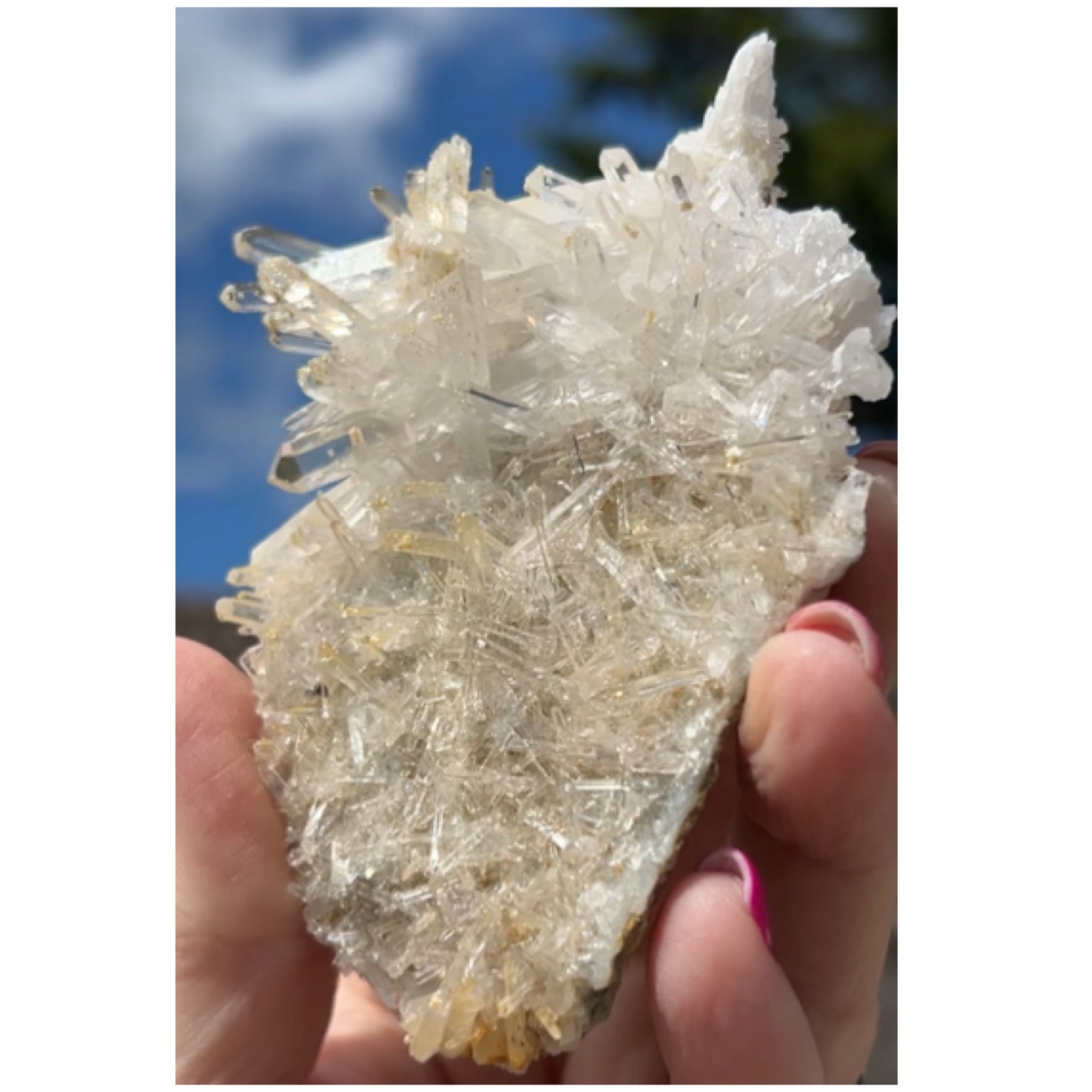 Mango Needle Quartz with Pink Inclusions Large Cluster from Columbia 🇨🇴 #2