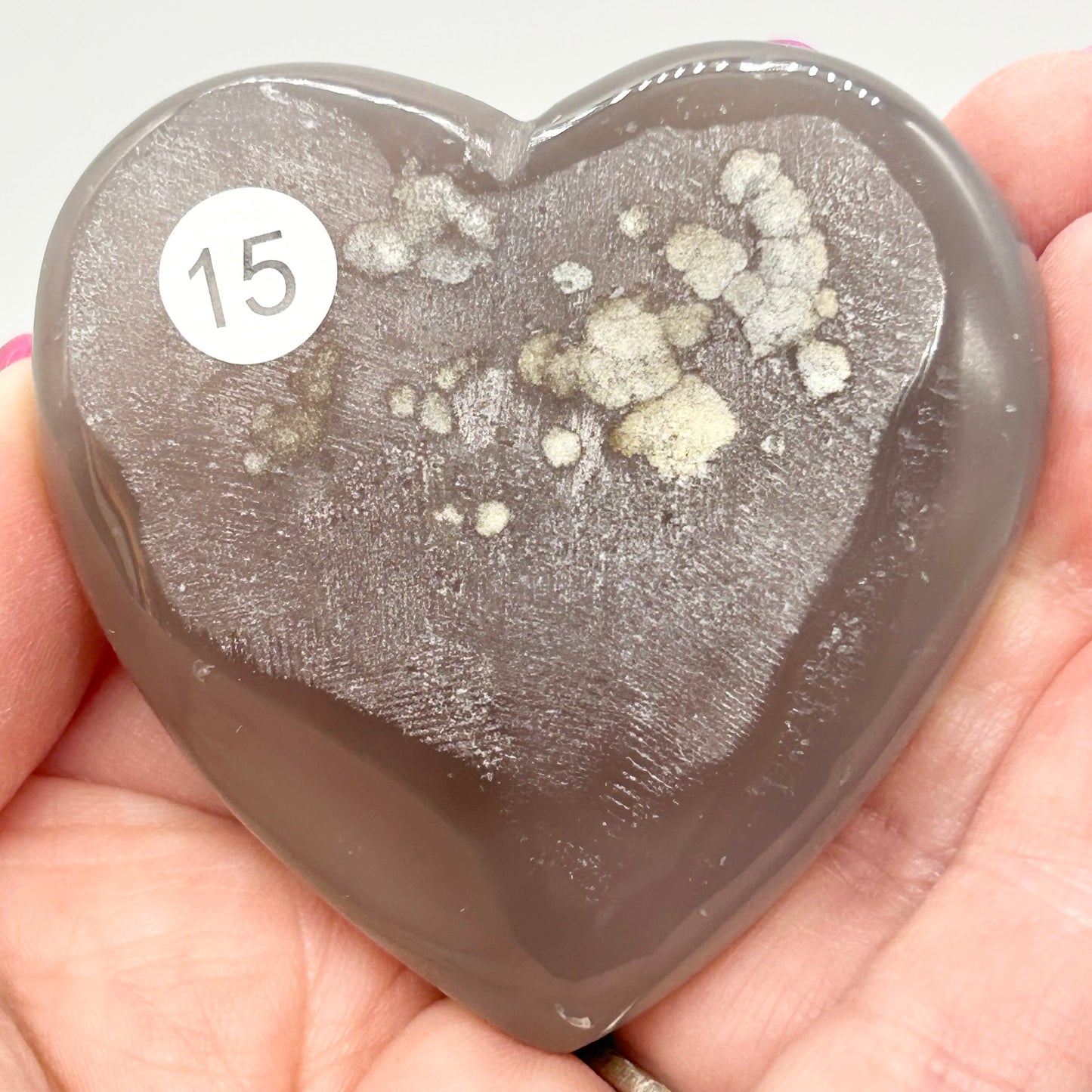 #15 Pink, Purple & Silver Sugar Amethyst Small Heart With Jasper & Agate From Uruguay 🇺🇾