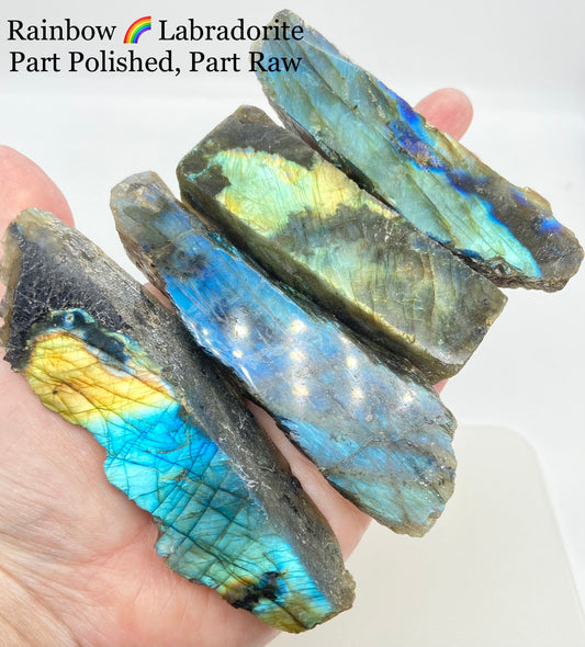 Labradorite Slices Part Polished, Part Raw π²π¬