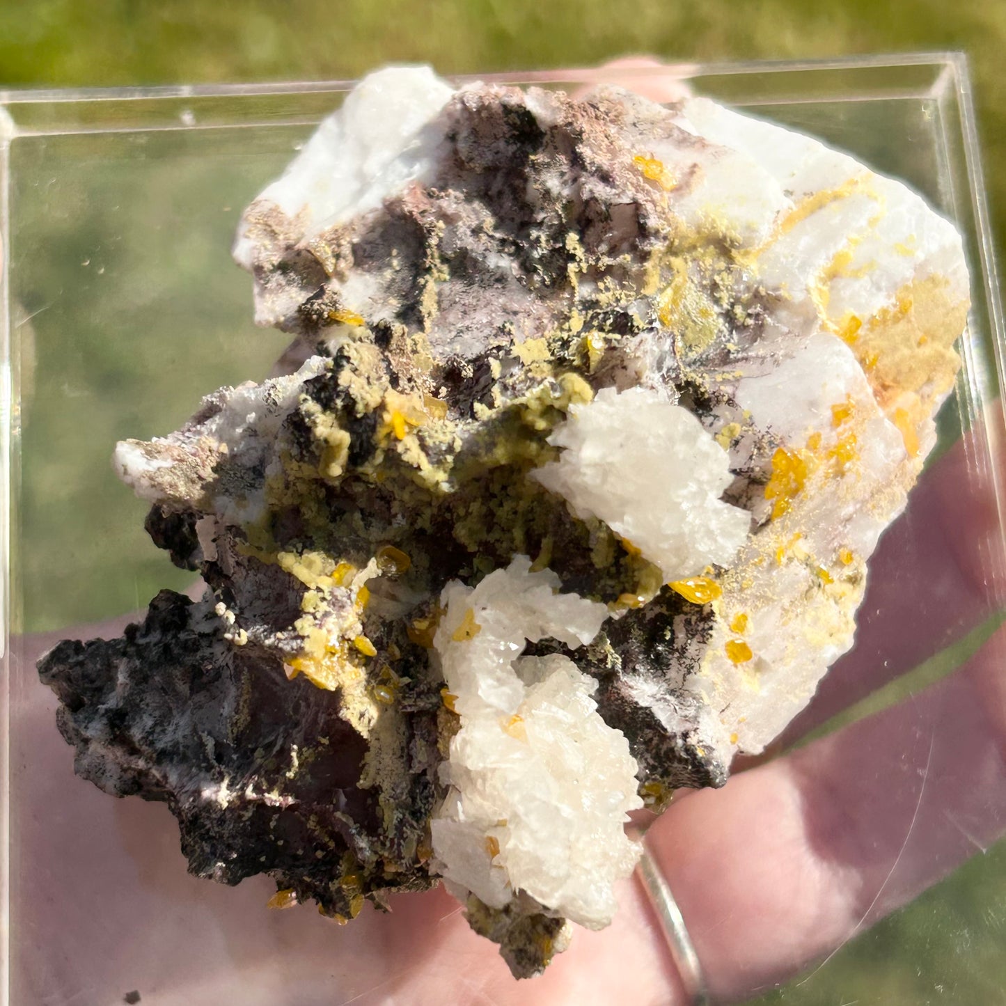 Yellow Wulfenite with Mimetite on Calcite & Feldspar XL from La Morta Mine, Chihuahua, Mexico 🇲🇽 #6