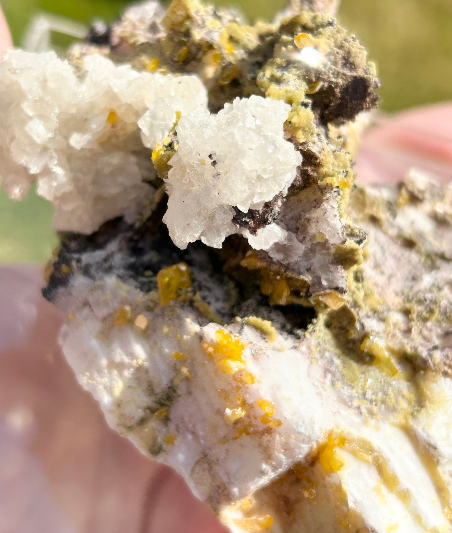 Yellow Wulfenite with Mimetite on Calcite & Feldspar XL from La Morta Mine, Chihuahua, Mexico 🇲🇽 #6