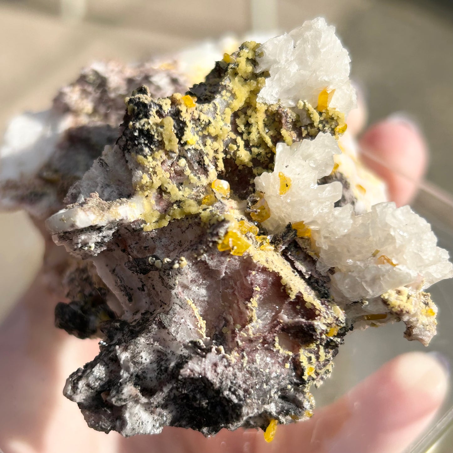 Yellow Wulfenite with Mimetite on Calcite & Feldspar XL from La Morta Mine, Chihuahua, Mexico 🇲🇽 #6