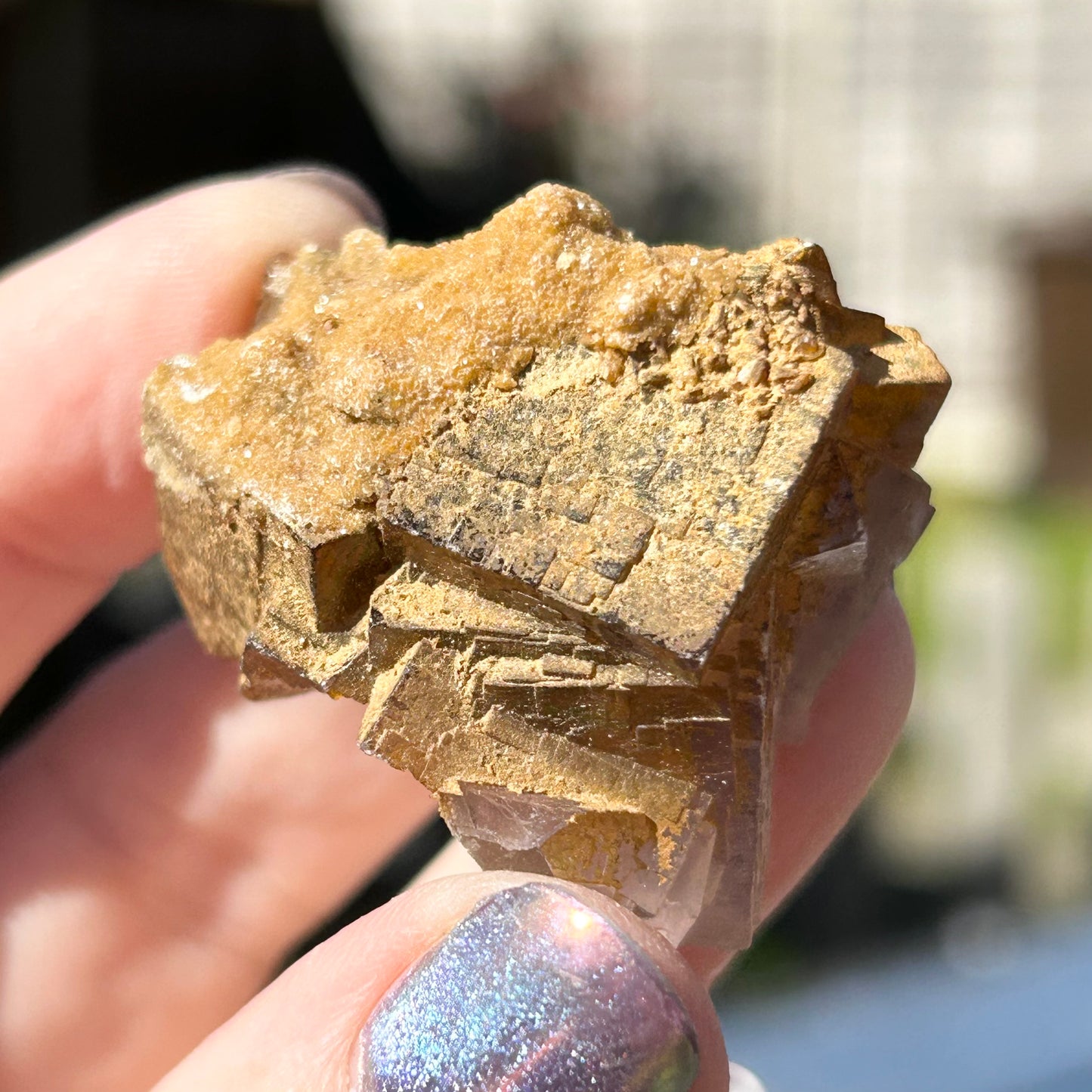 Iridescent White Fluorite with Calcite from Ghaw Mine, Lorali, Buluchistan, Pakistan 🇵🇰 #1