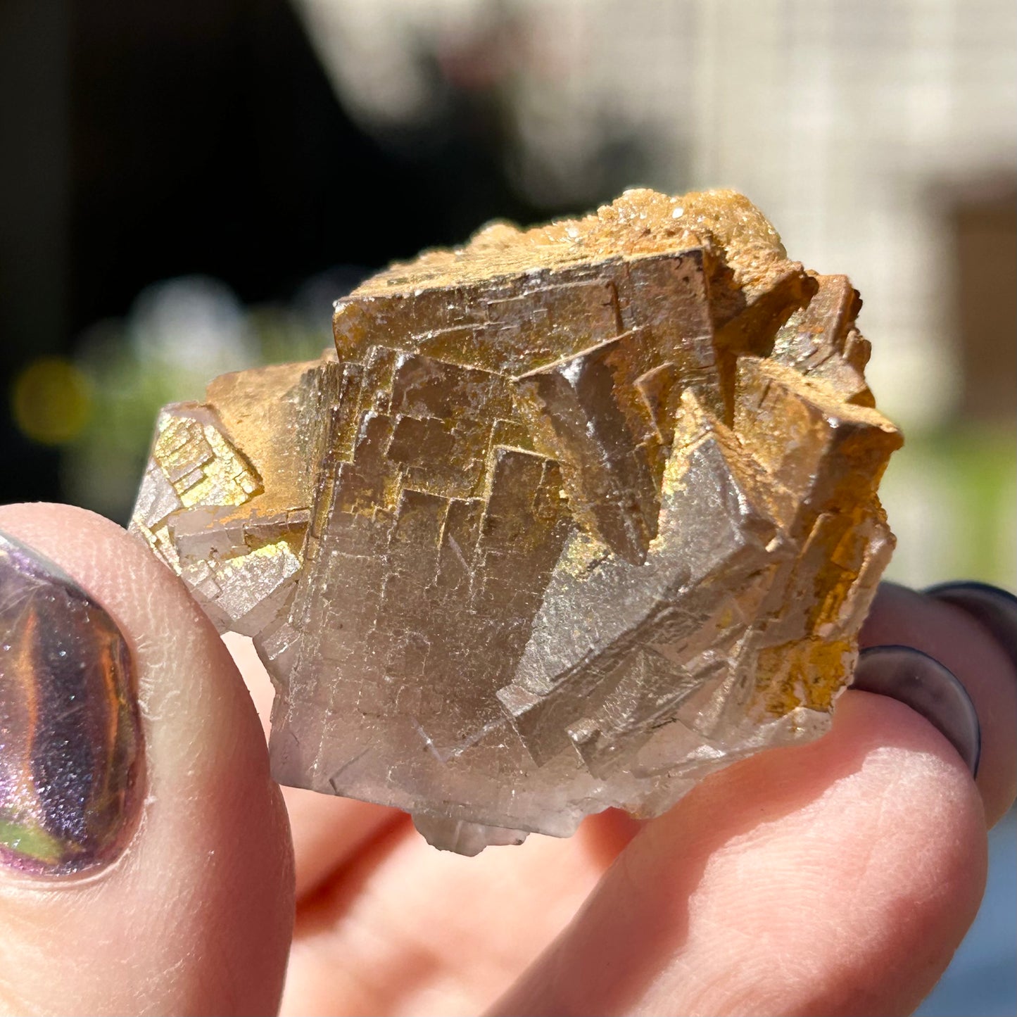 Iridescent White Fluorite with Calcite from Ghaw Mine, Lorali, Buluchistan, Pakistan 🇵🇰 #1