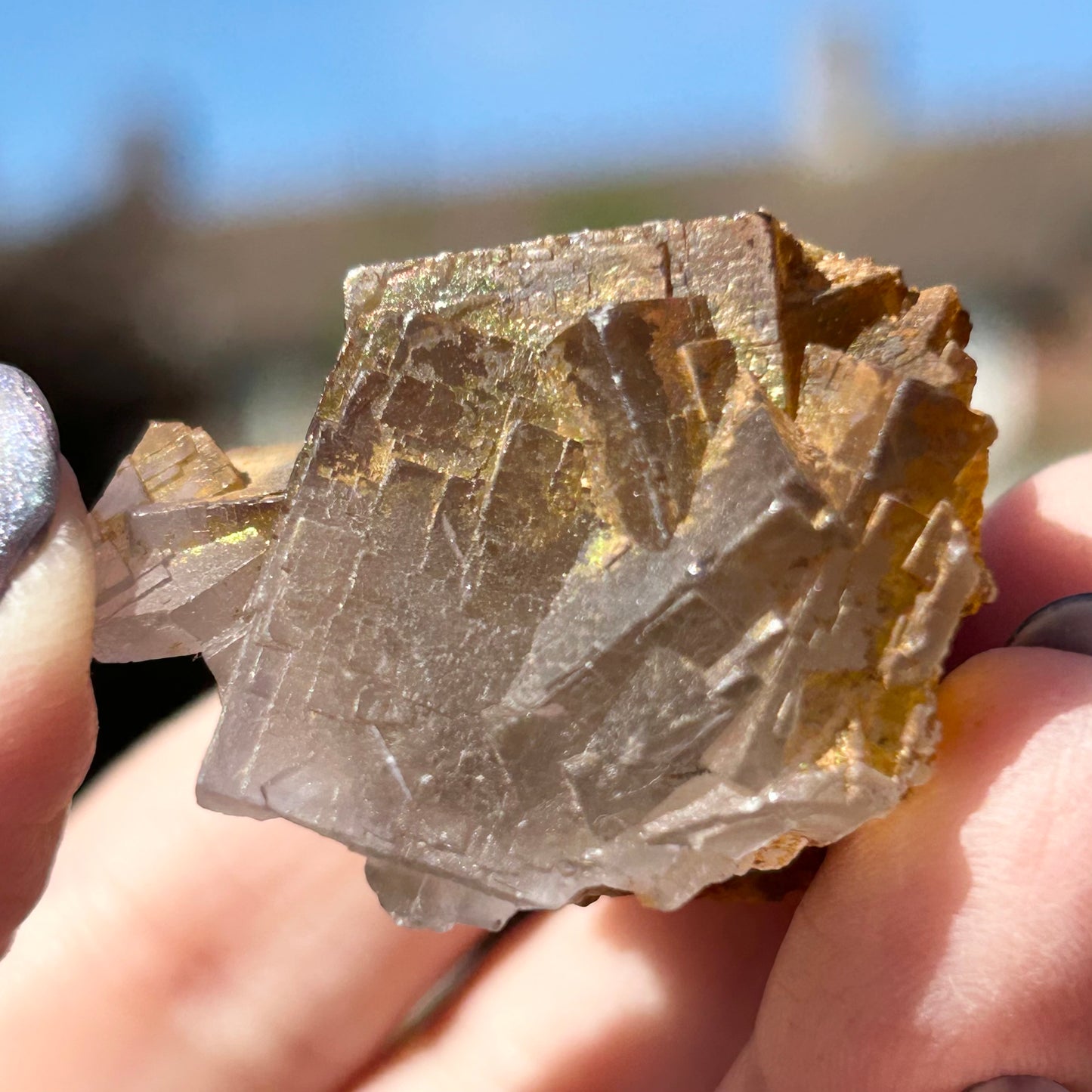 Iridescent White Fluorite with Calcite from Ghaw Mine, Lorali, Buluchistan, Pakistan 🇵🇰 #1