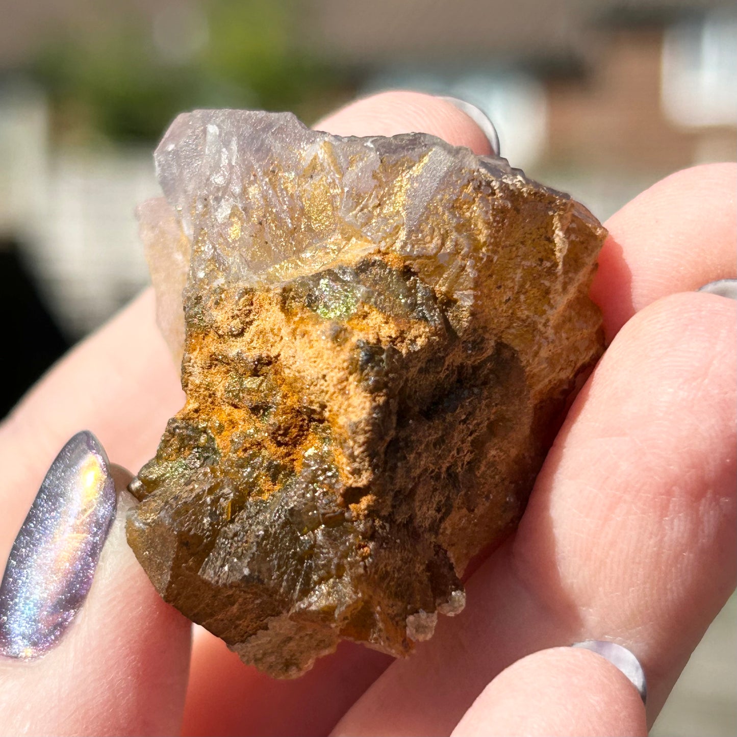 Iridescent White Fluorite with Calcite from Ghaw Mine, Lorali, Buluchistan, Pakistan 🇵🇰 #1